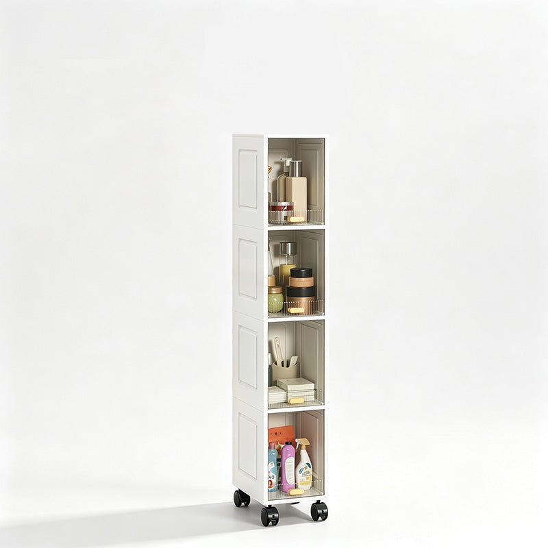 Slim Narrow Bathroom Storage Cabinet, Skinny Rolling Storage Shelf with Wheels, Ample Storage & Waterproof, Freestanding Gap Holder for Bathroom, Kitchen, Entryway & Small Spaces