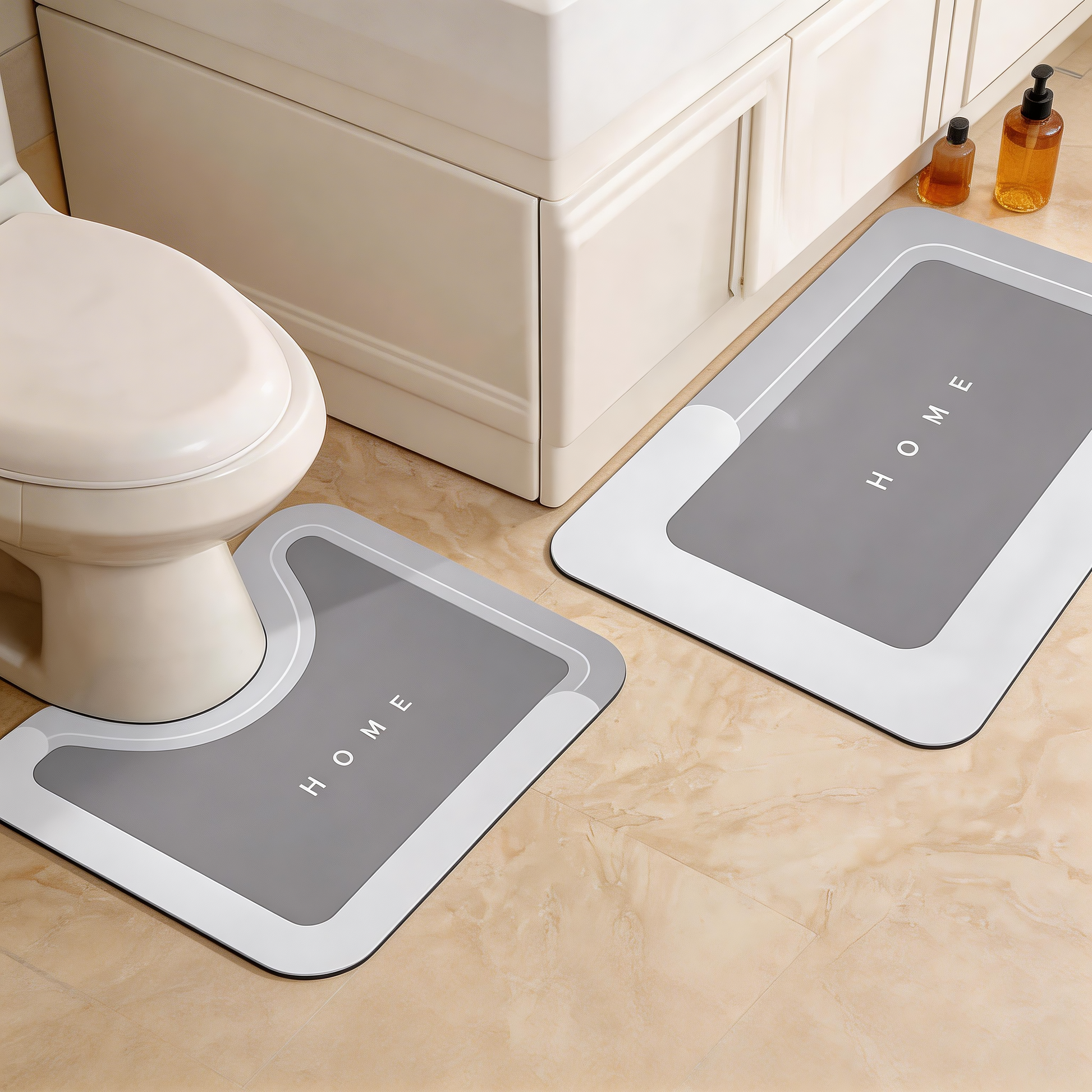 3 Piece Bathroom Rug Set, Ultra Absorbent Fast Drying Non Slip Bath Mats, Washable Floor Mats for Shower Tub Toilet