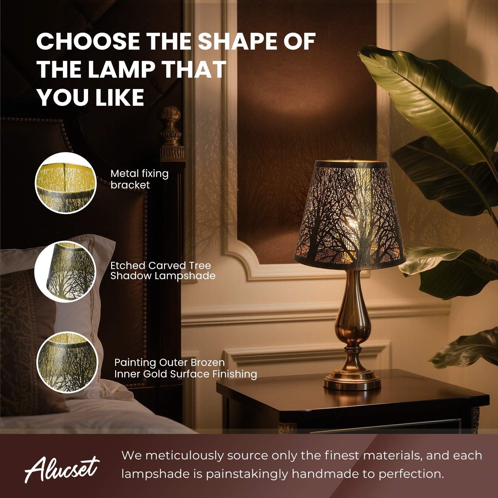 Clip-On Etched Forest Lampshade – 5×8×7 Inch