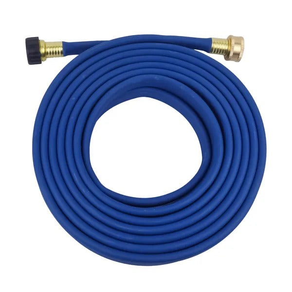 Heavy-Duty Flat Soaker Hose with Brass End Fittings, Flexible Drip Watering Hose for Garden Beds, Flower Beds, Shrubs, and Vegetable Gardens, UV-Resistant All-Weather Blue
