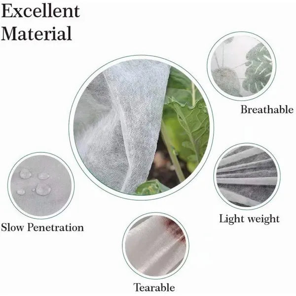 Plant Frost Protection Blanket, Breathable Non‑Woven Plant Cover, Reusable Garden Crop Floating Row Cover for Winter Cold Wind Sun Pest Protection