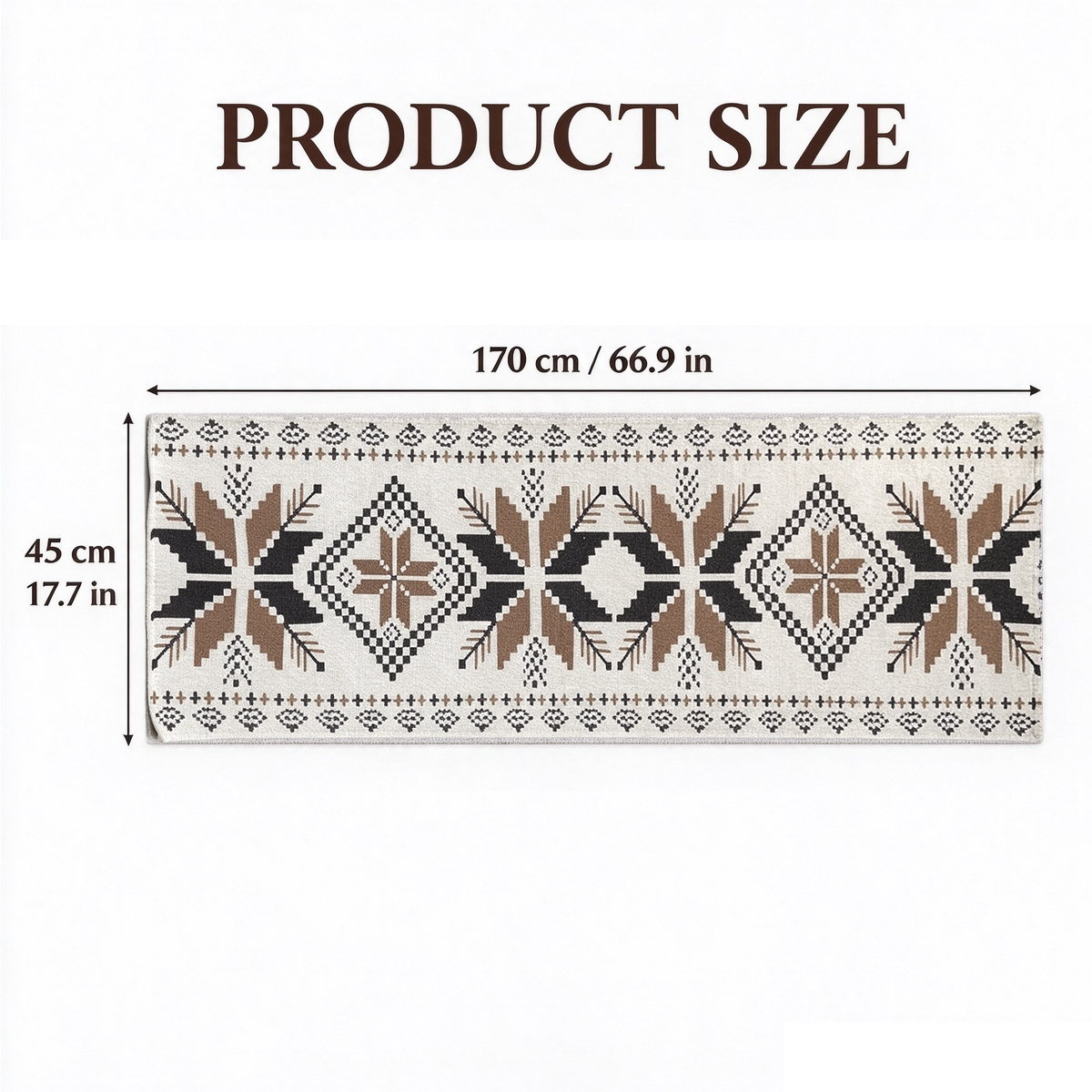 Southwestern Geometric Table Runner, 17.7 x 66.9 Inch Rustic Tribal Pattern Table Decor for Dining Room, Kitchen and Coffee Table