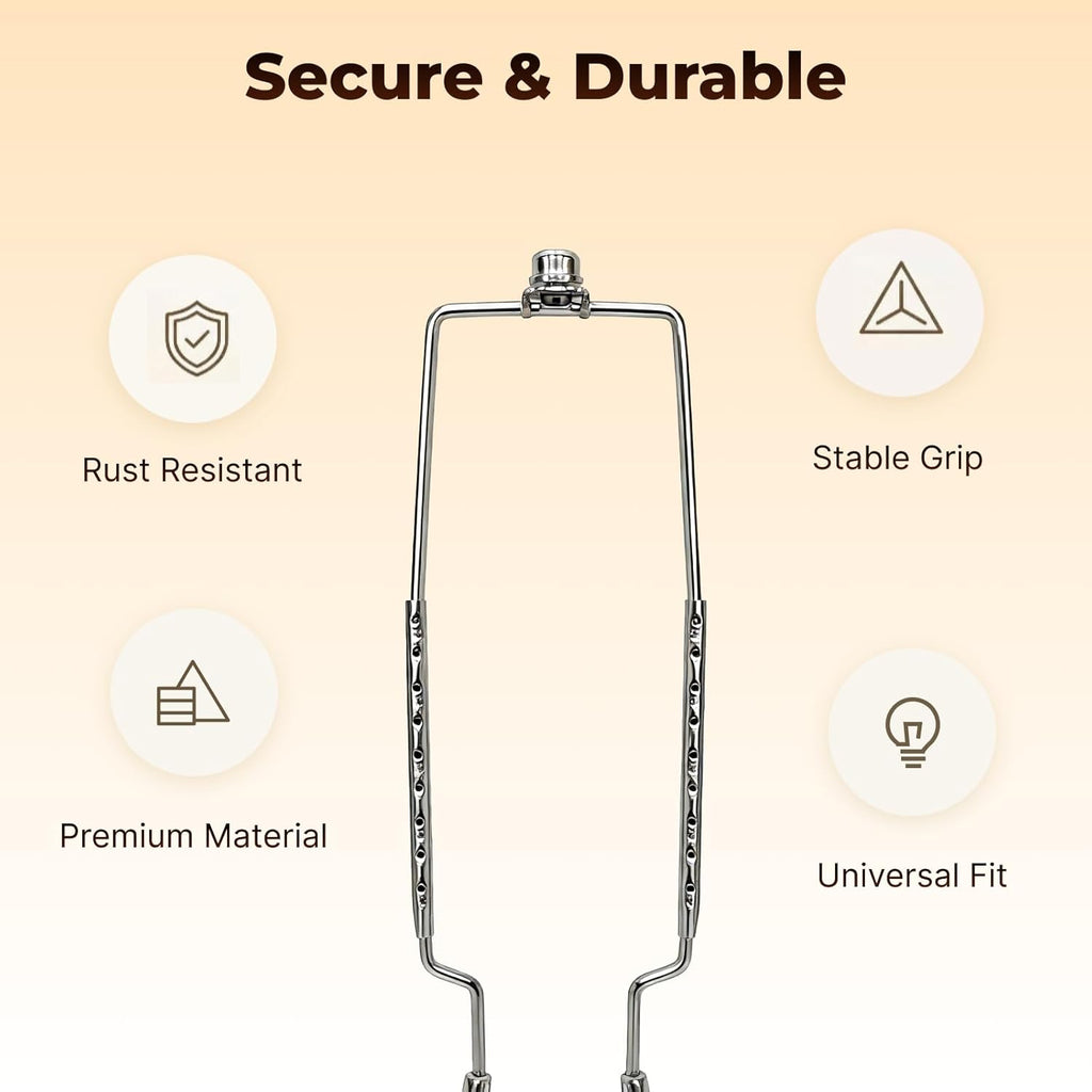 ALUCSET Adjustable Lamp Harp Holder, 8-12 Inch Lampshade Bracket Kit with UNO Fitter Adapter, Compatible with E14 E26 E27 Lamp Base and Standard Lamp Rod