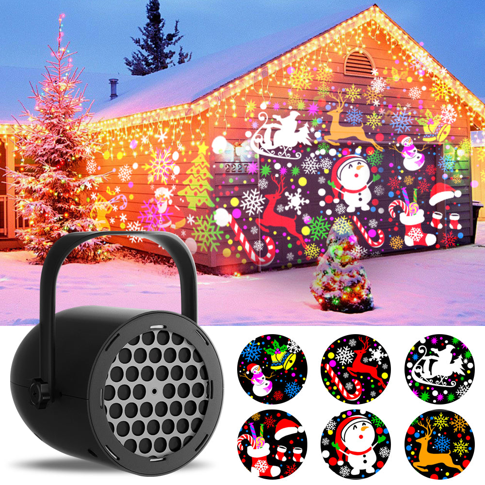 Mini Adjustable LED Christmas Projector Light with Snowman and Snowflake Patterns for Indoor Parties, Birthday Celebrations, Garden and Entryway Decor