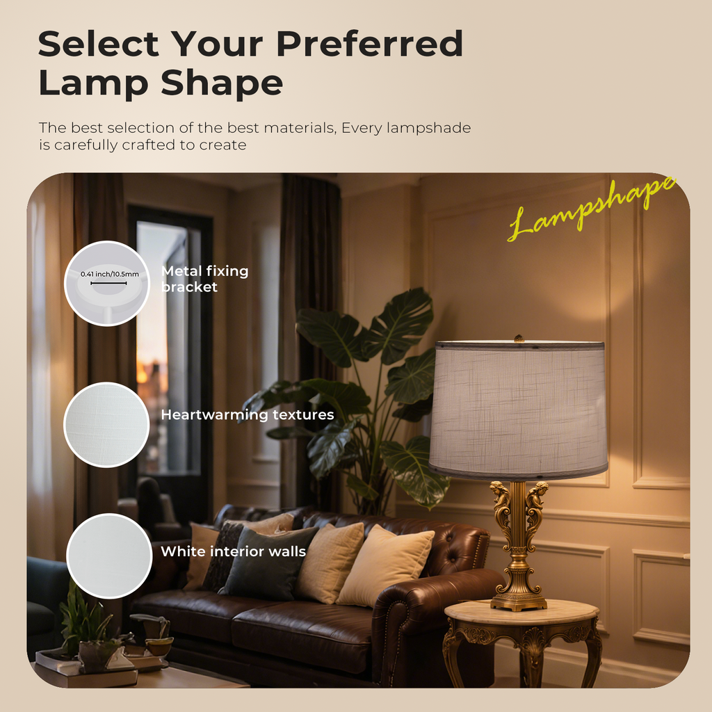 ALUCSET 2 Pack White Linen Drum Lampshade, 13x14x10 Inch Fabric Replacement Cover for Table Floor Pendant Lamp