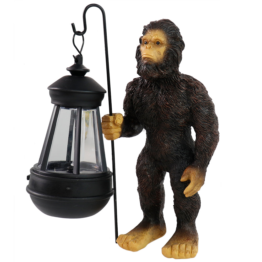Bigfoot Garden Statue with Solar Lantern, Outdoor Sasquatch Yard Decor for Front Porch Patio Lawn, Waterproof Resin Bigfoot Gift