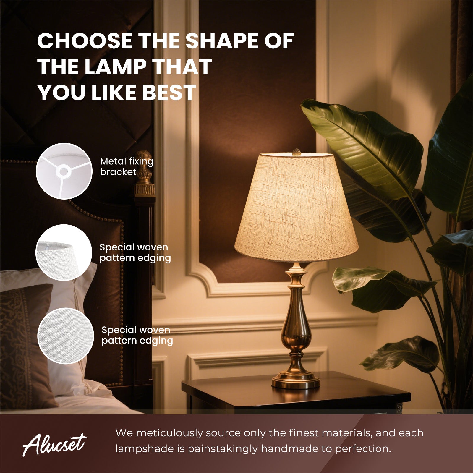 ALUCSET Natural Linen Drum Lamp Shade 6" x 10" x 7.5" Replacement Shade