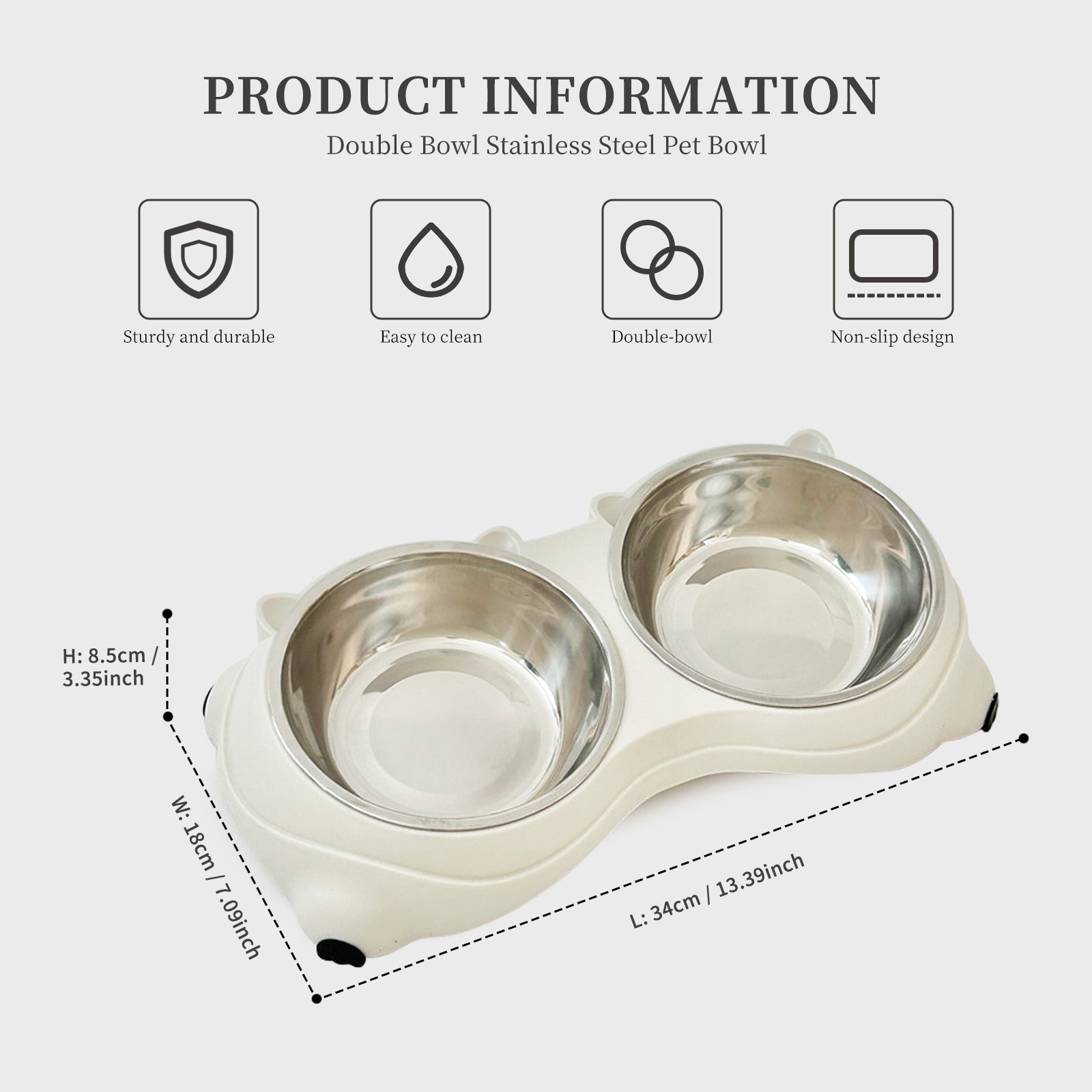 Elevated cat Food Bowl, Spill-Proof pet Bowl, Double-Layer cat Food Bowl