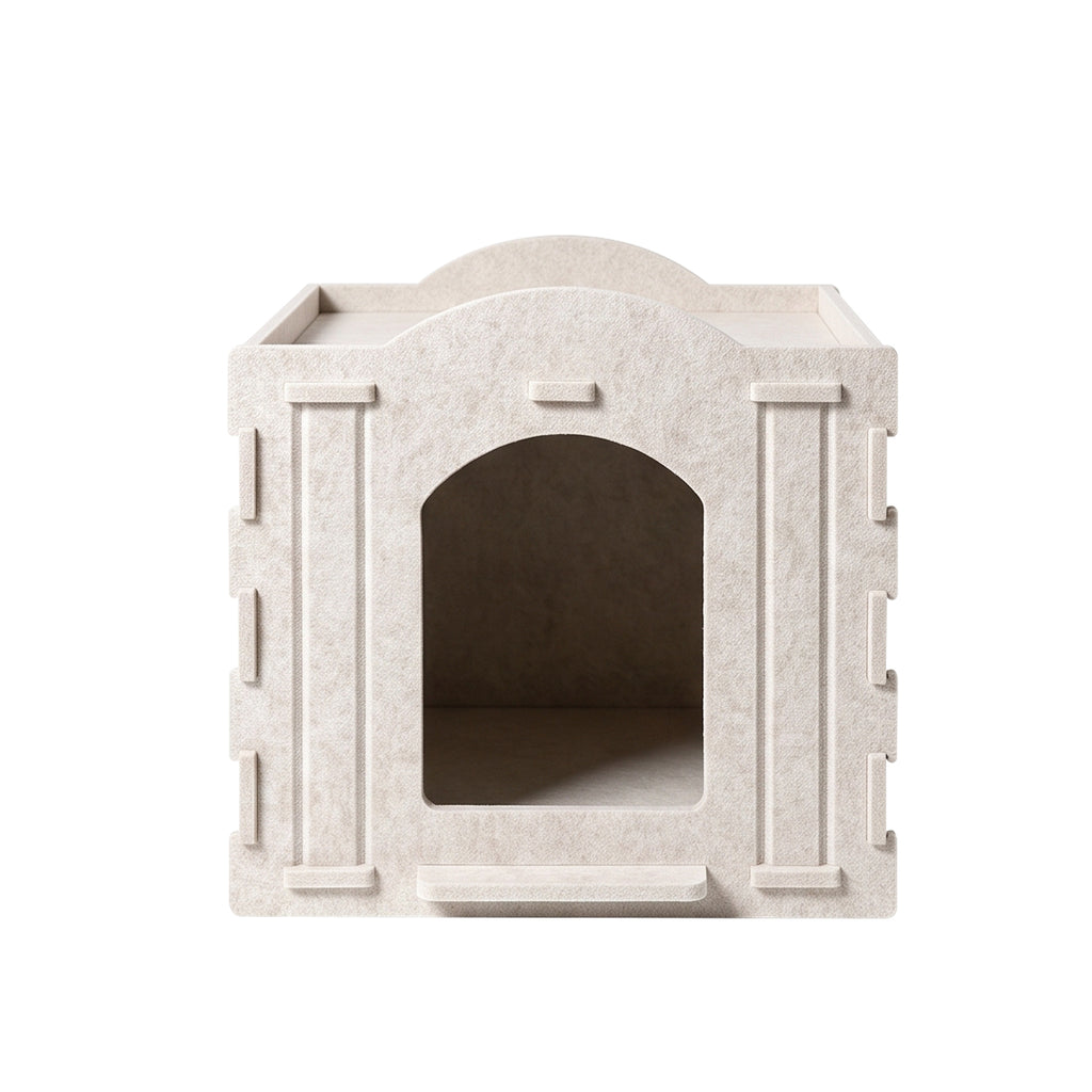 Foldable Felt Cat House Bed with Hanging Ball, Scratch Resistant Hideaway Cave for Indoor Cats and Timid Cats, Cozy Cat Nest with Dual Entrances