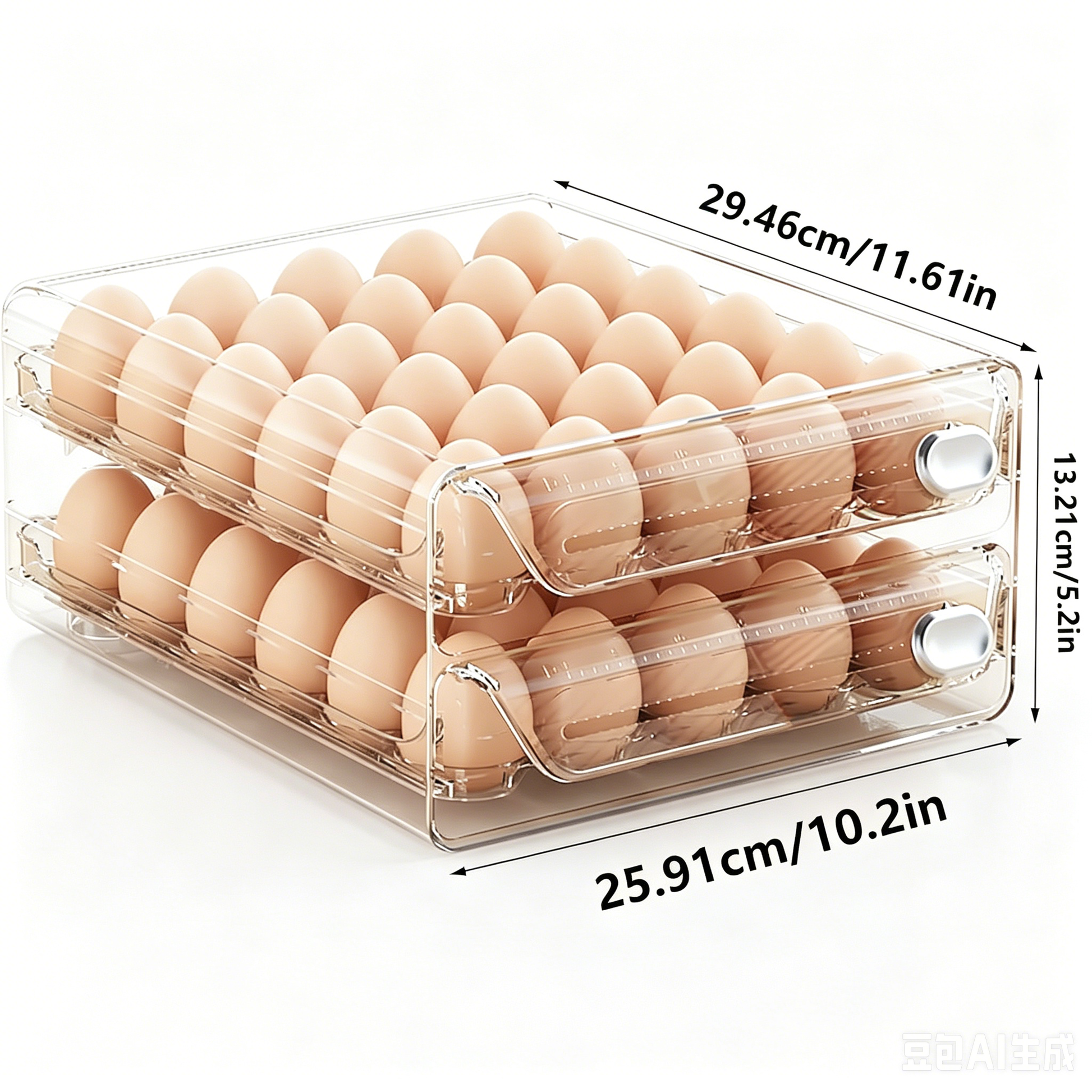 Egg Organizer for Refrigerator, Large Egg Holder for Fridge, Clear Egg Container for Refrigerator, Stackable Egg Storage Trays for Countertop, Egg Drawer Dispenser, Egg Storage Container