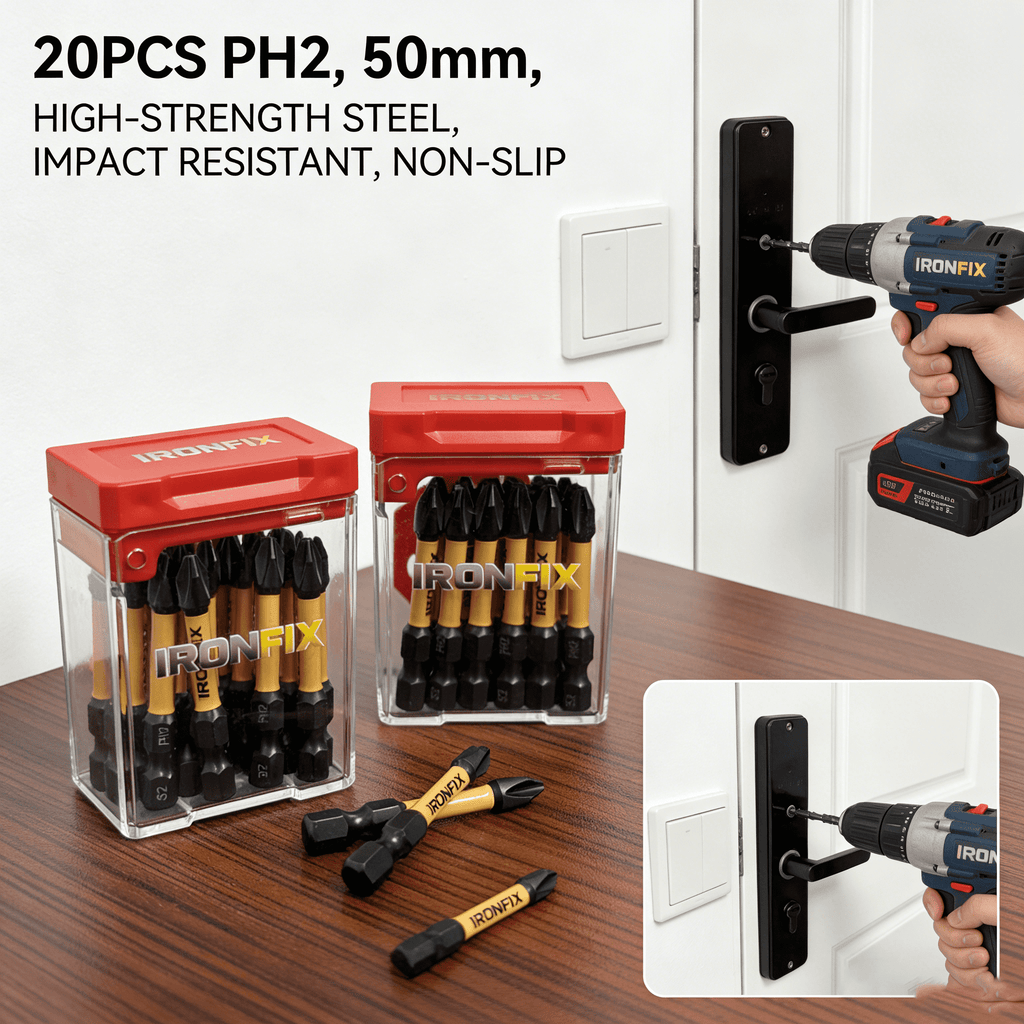 20PCS PH2 Screwdriver Bits, 50mm Magnetic Pozidriv Drill Bit Set, S2 Steel Impact Driver Bits for Power Drill, Woodworking & Home Repair