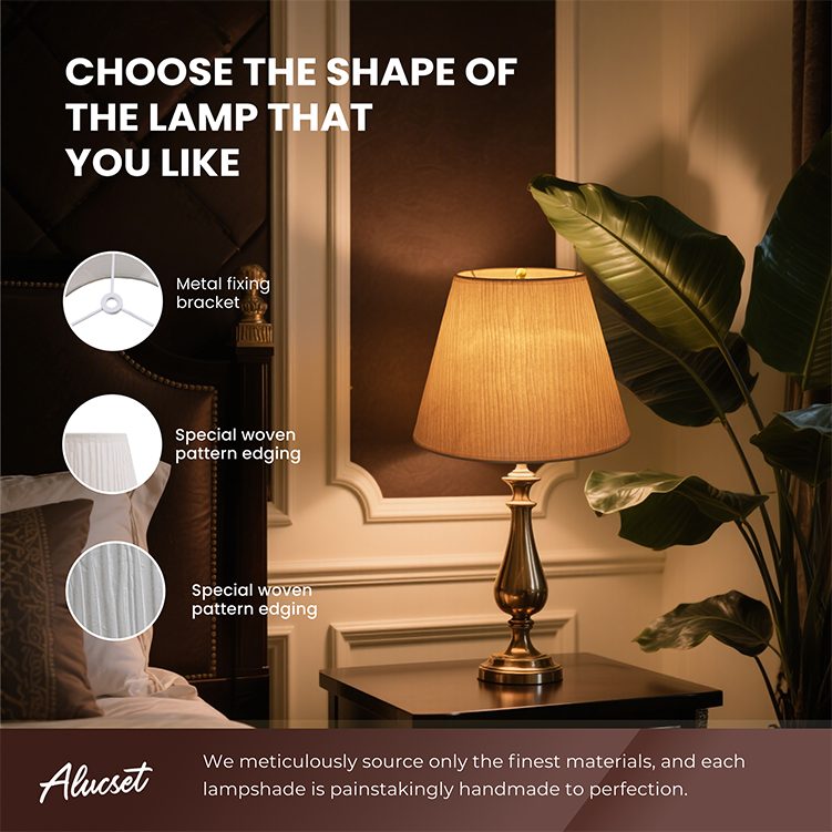 ALUCSET 6x10x7.5 Inch Handcrafted Linen Paper Barrel Lampshade, Spider Fitter for Table & Floor Lamp