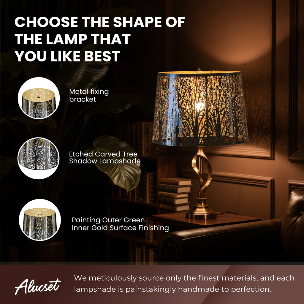 Stainless Steel Drum Lampshade | Etched Forest Design