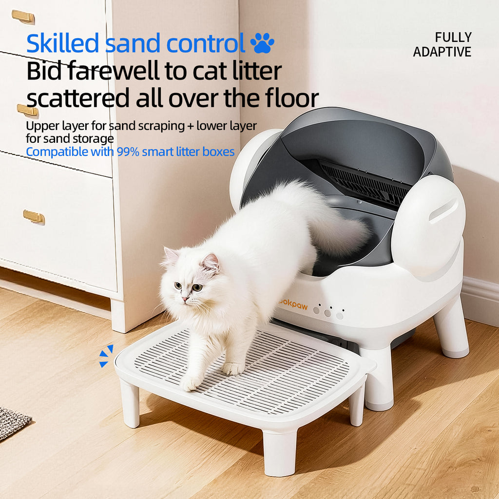 Aeelleea Cat Litter Sand Control Pedal Double-Layer Anti-Slip PP Mat for Smart Litter Box
