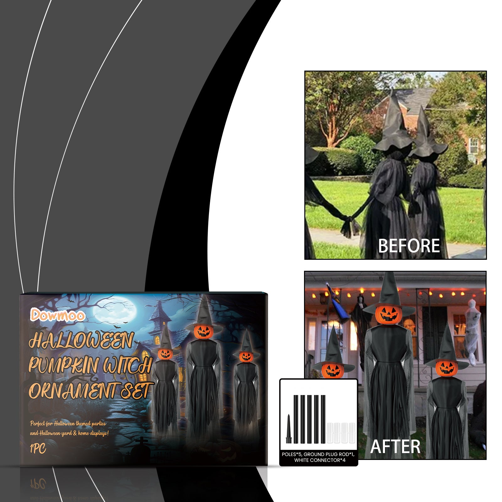 PRODUCT NAME: DOWMOO Halloween Pumpkin Witch Ornament Set