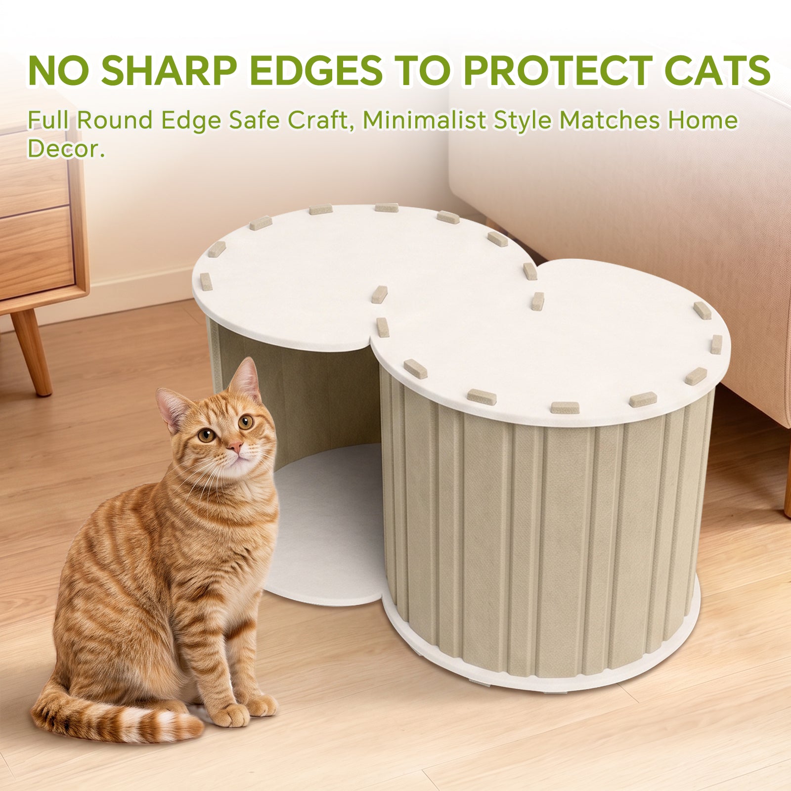 Cat Tunnel Bed with Hideaway House, Collapsible Indoor Cat Play Tunnel for Resting and Playing, Enclosed Pet Nest for Cats Kittens and Small Animals