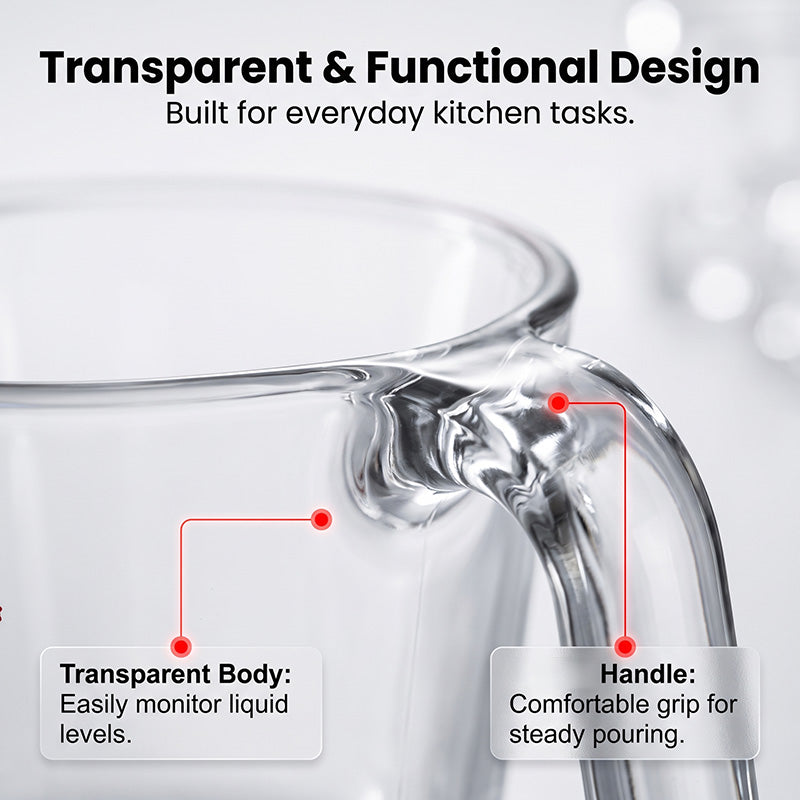 32 oz Glass Measuring Cup, Liquid Measuring Cup with Easy-Read Markings, Clear Glass Measure Cup, Dishwasher, Oven & Microwave Safe