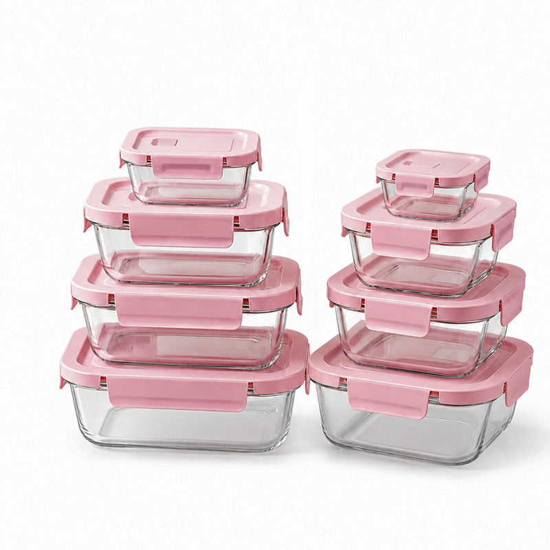 8 Pack Glass Food Storage Containers with Lids