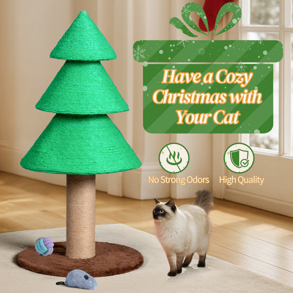 31.5in Christmas Tree Cat Scratcher, Cat Scratching Post for Indoor Cats, Large Sisal Cat Scratching Tree Cat Scratch Tower