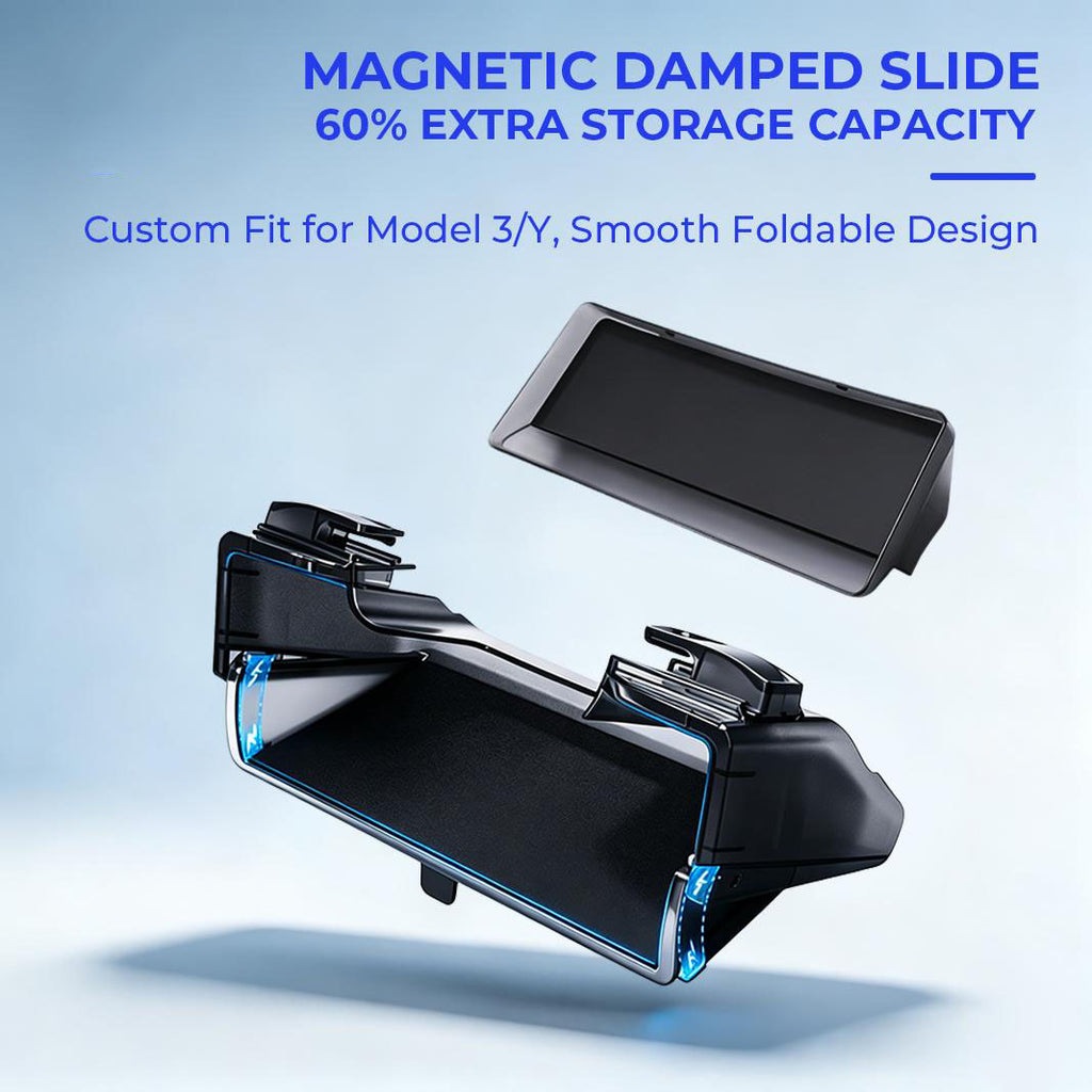 Tesla Model Y Juniper & Model Y L Under Screen Storage Organizer (2025-2026), Hideable Center Console Organizer Tray for Model 3 Highland 2024-2026, Black Car Interior Accessories, Abs Plastic, Juniper/Highland
