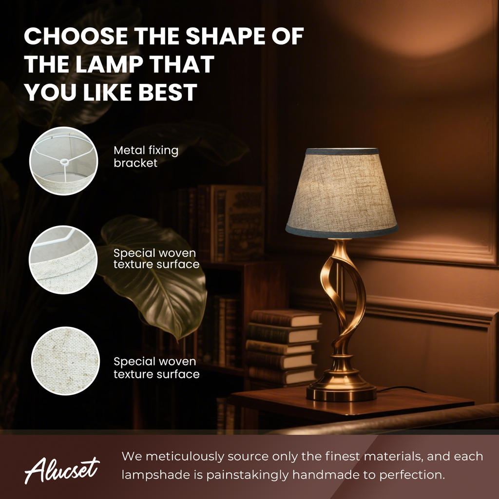 ALUCSET 2-Pack Natural Linen Empire Lamp Shades 7"×11"×8", Spider Fitter Replacement Shades for Table & Floor Lamps