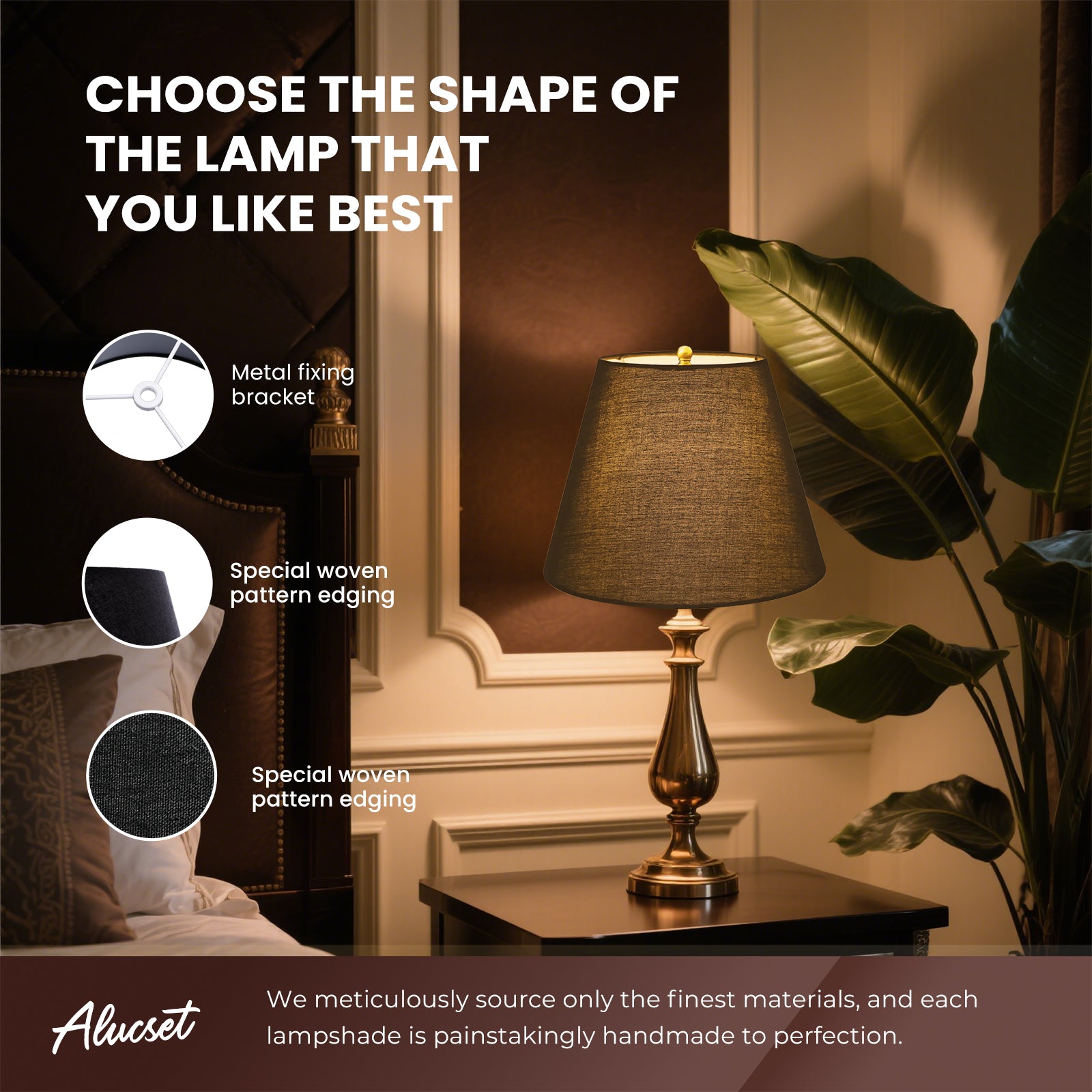 ALUCSET Natural Linen Barrel Black Lamp Shade  6x10x7.5 inch Spider Fitter for Table Lamp Floor Lamp