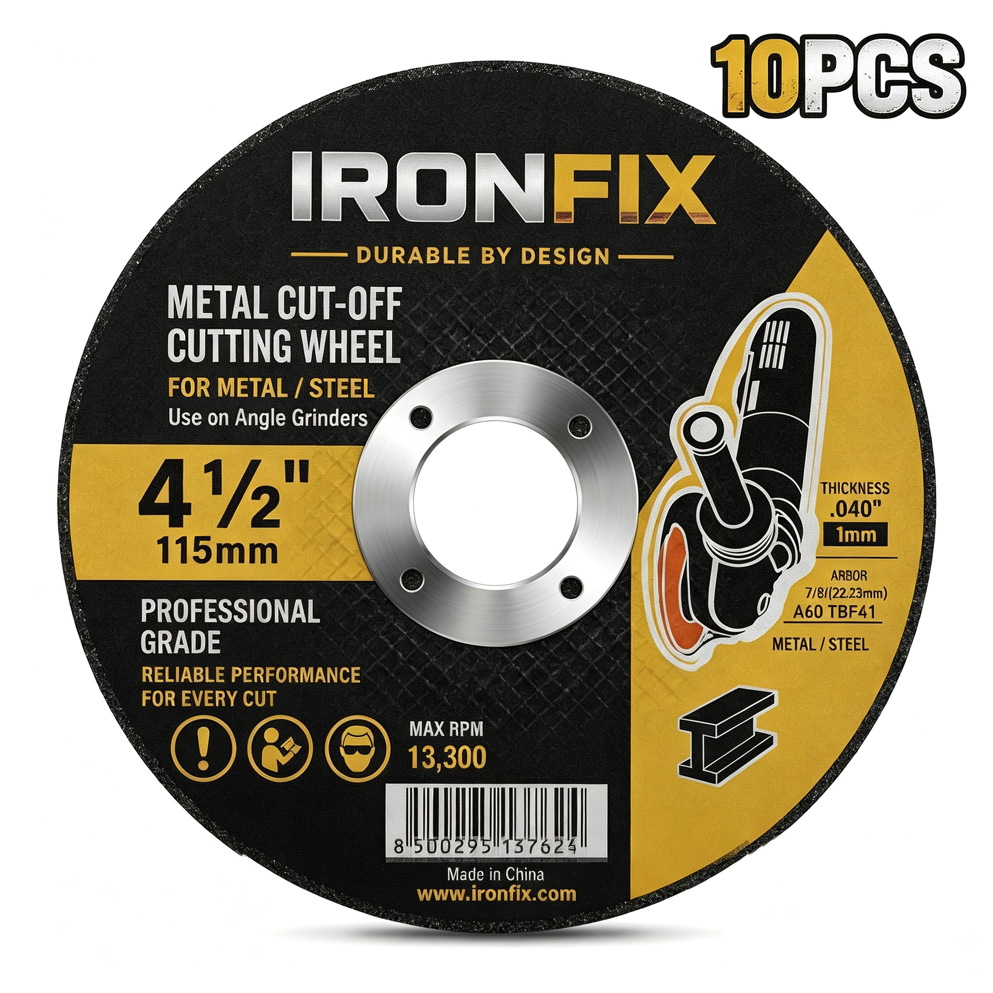 4.5 Inch 115mm Ultra-Thin Metal Cutting Wheel, Professional Angle Grinder Cutting Disc