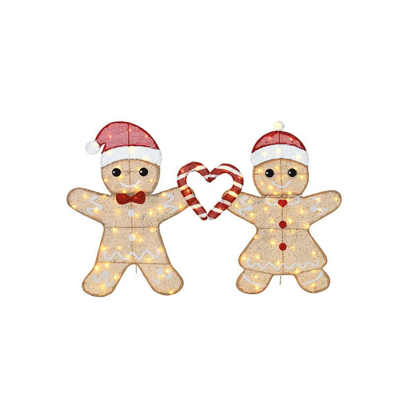 32"H 2 Boxes Heart-Shaped Gingerbread Men String Lights (50+50), Warm White Leather Line, Holiday Decoration. Add warmth & joy to home/office, enhance festive atmosphere.