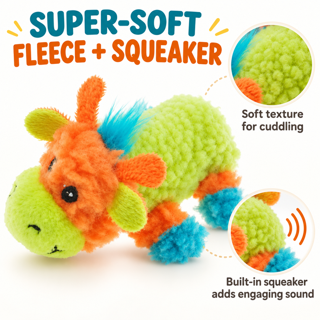 AEELLEEA 6.5" Plush Squeaky Dog Toy, Soft Fleece Animal Toy for Small Dogs, Indoor Toss, Fetch & Cuddle