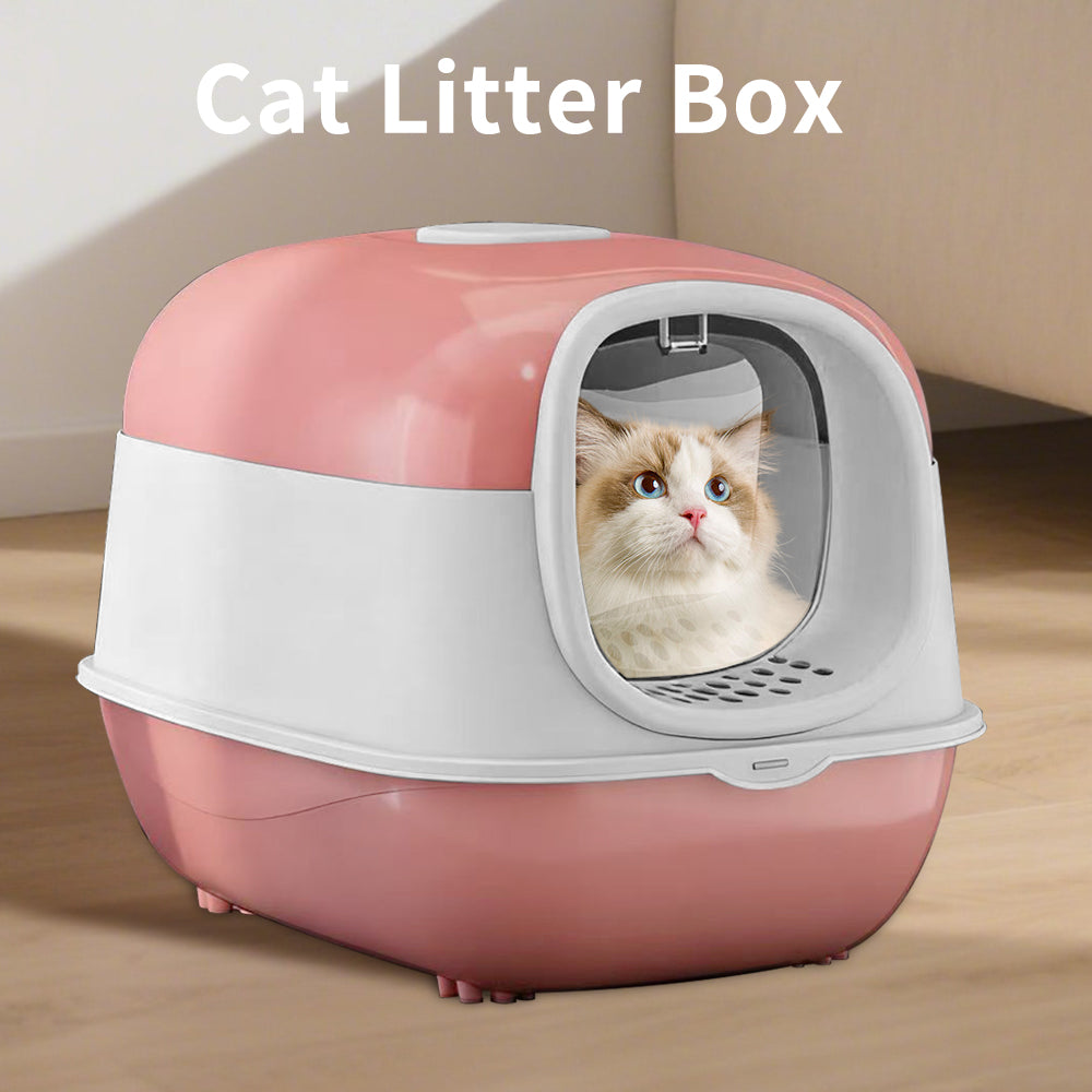 Foldable Cat Litter Box with Lid & Scoop – Middle Enclosed Anti-Splashing, Front Entry, Easy Clean for Home, Odor Control, Space-Saving for Indoor Cats