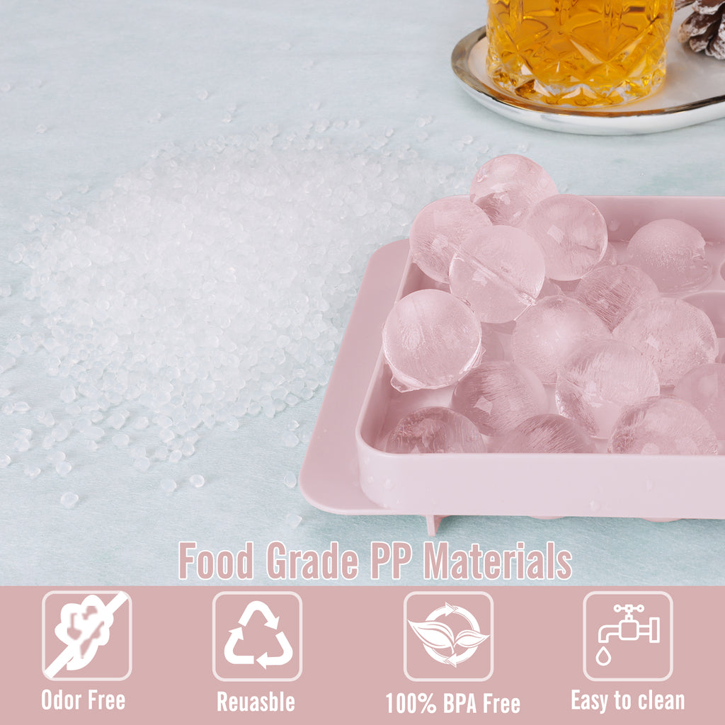 1-Inch Round Ice Cube Tray with Lid and Storage Bin, Small Sphere Ice Ball Molds for Freezer, Reusable Ice Maker Tray for Whiskey, Cocktails & Daily Drinks
