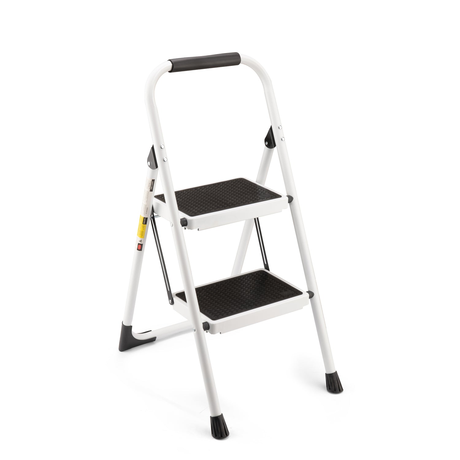 2 Step Ladder, Folding Step Stool with Anti-Slip and Wide Pedal, Lightweight Stepladder with Handrails, Portable for Kitchen, Household, 330LBS, White