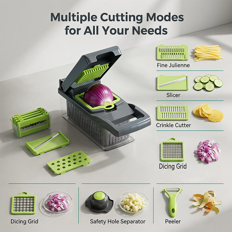 Vegetable Chopper with Container, Multifunctional Mandoline Slicer and Food Cutter for Kitchen Vegetable and Fruit Prep
