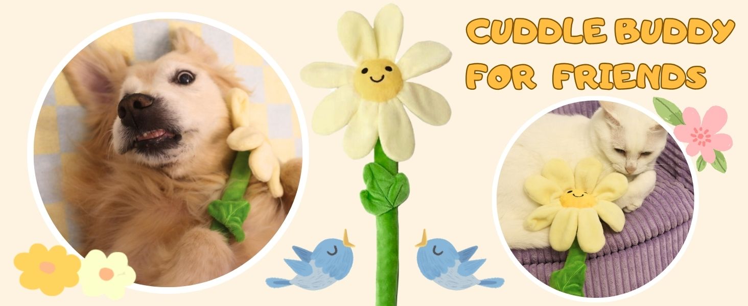 Interactive Puppy Plush Toy - Pleated Flower Rope Toy,Teething Toy Suitable for Small and Medium-sized Dogs