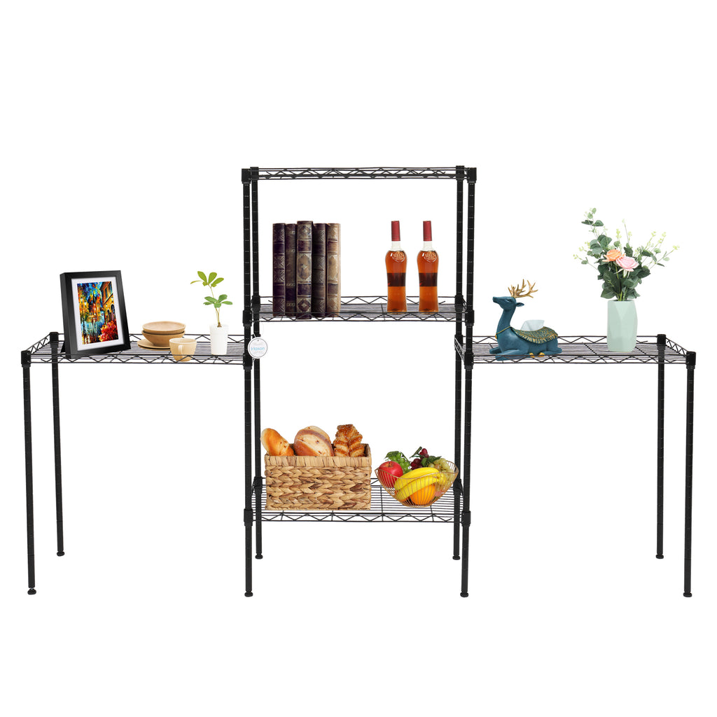 AEELLEEA-Changeable Assembly Floor Standing Carbon Steel Storage Rack, Black