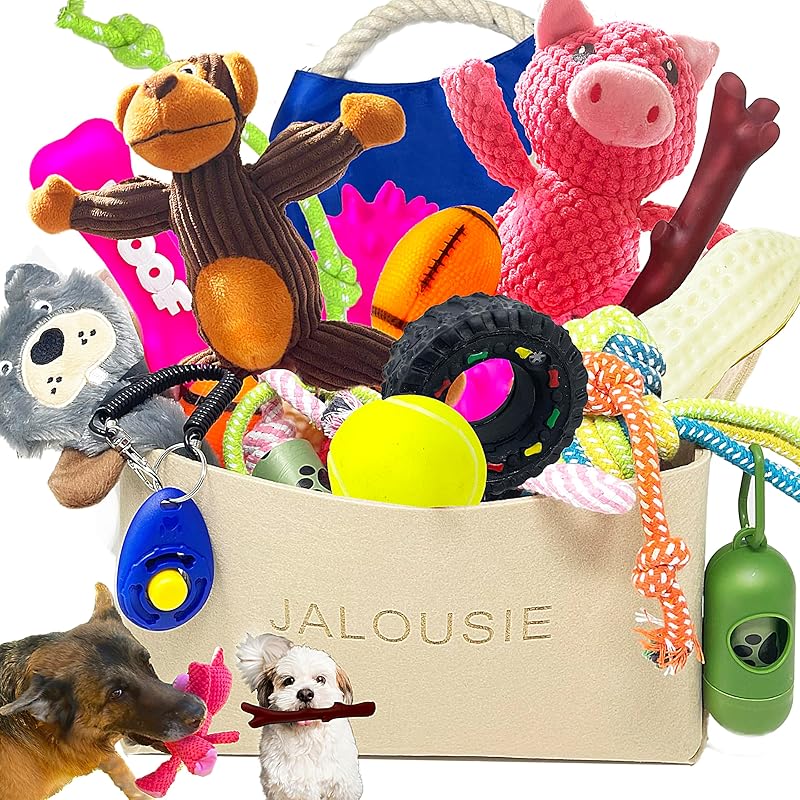 Jalousie 12 Pack Dog Squeaky Toys Cute Plush Toys for Small Medium Dog Pets