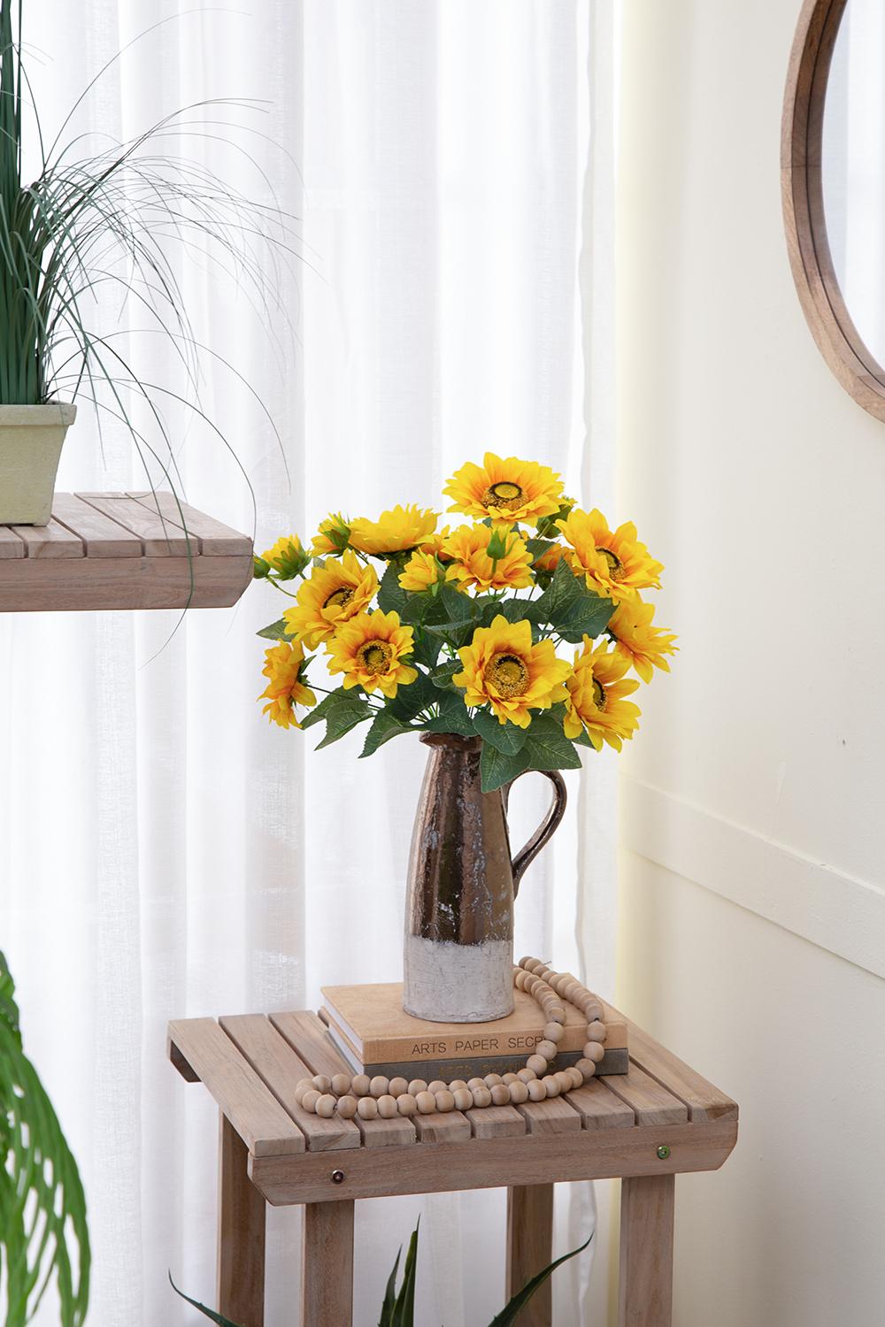 10.2 x 11 x 18.9"H Artificial Yellow Sunflower BushX9,4 Pack