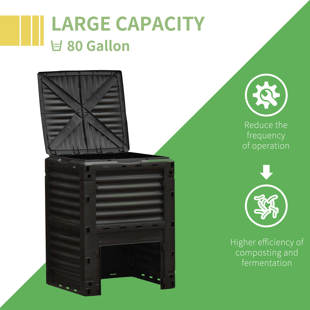 80 Gallon Outdoor Compost Bin, Outdoor Trash Can with Lid, Large Garden Garbage Can, Aerating Composter for Backyard Waste, Easy Assembly, Yellow ✅ 必含全部指定关键词：