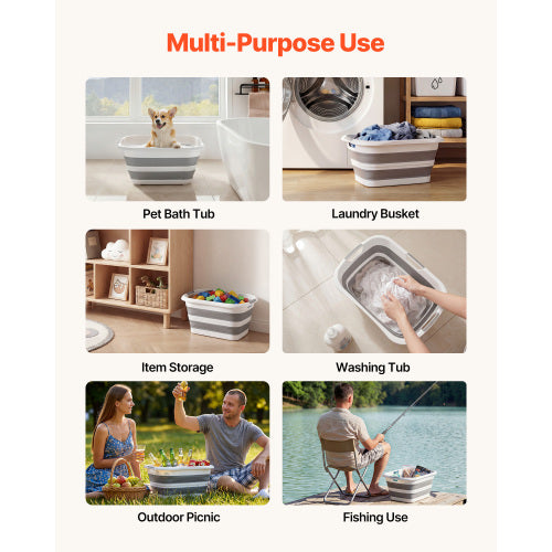 Foldable Dog Bath Tub, Portable Pet Grooming Shower Station for Small Dogs Cats, 34L Gray White