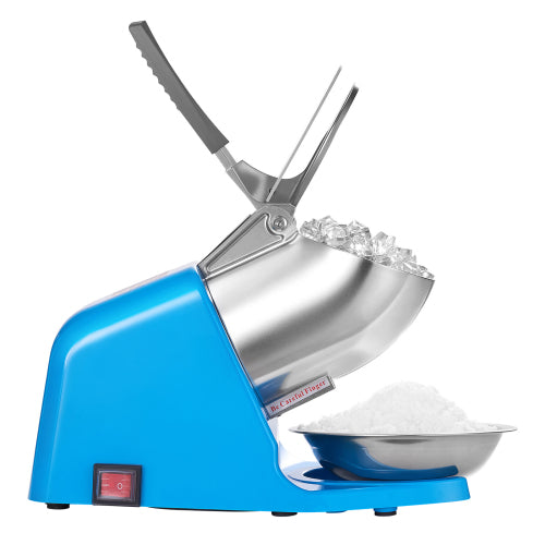 Ice Crusher Machine, 286lbs/hr, 4 Blades Snow Cone Maker, Stainless Steel Shaved Ice Machine with Bowl & Cover, 300W for Home & Commercial, Blue