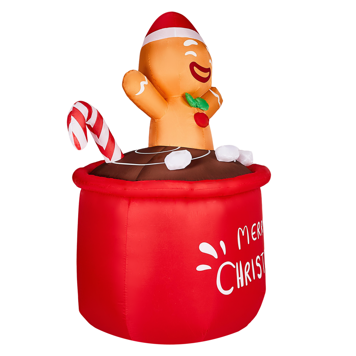 AEELLEEA-Christmas Inflatable Decoration, Gingerbread Man in Hot Cocoa Cup with Warm White LED Lights, Indoor Outdoor Holiday Yard Decor