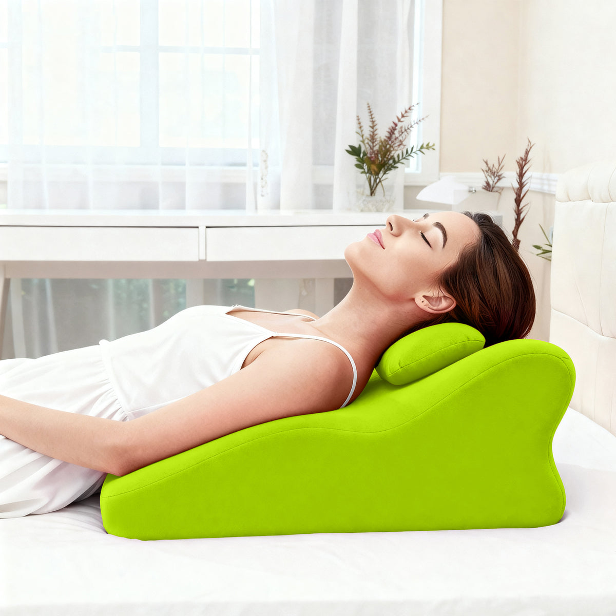 AEELLEEA 23.6" Wedge Reading Pillow, Memory Foam Back Support Pillow with Detachable Cover, Non-Slip Base for Bed & Rest