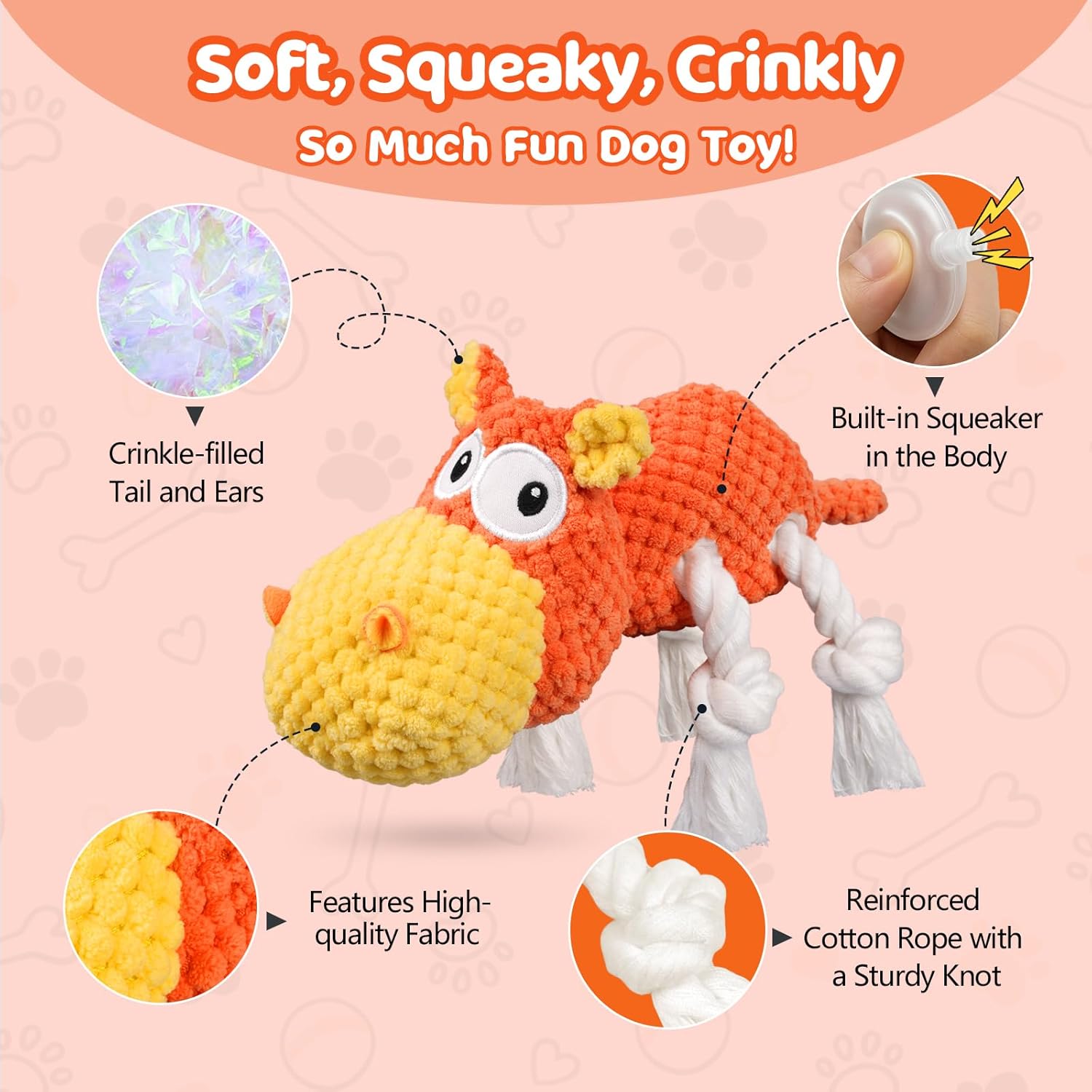Dog Toys - Plush Dog Toy for Small, Medium, and Large Dogs, Great for Tug-of-War and Playtime