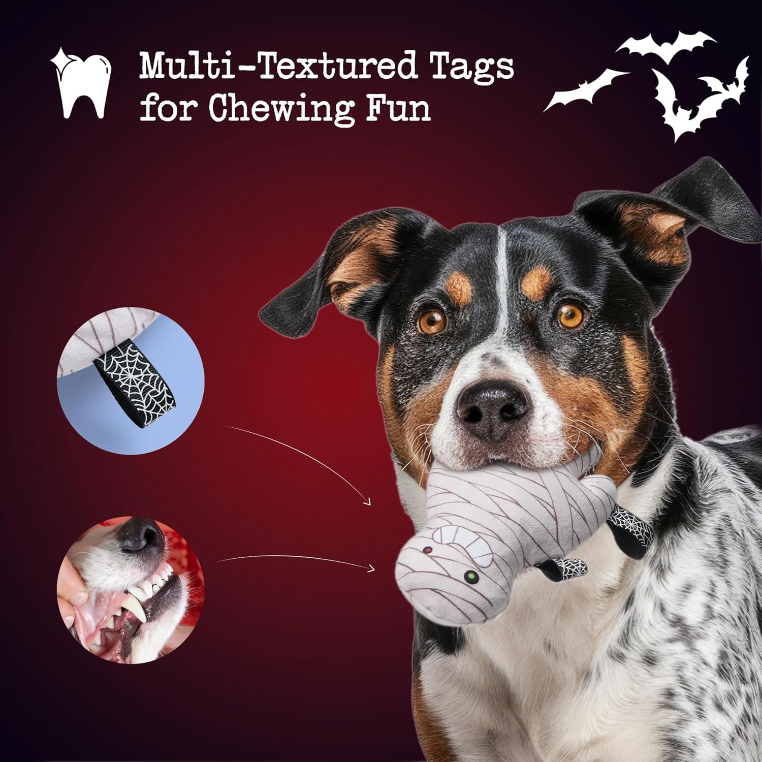 10PC Halloween Dog Toys Set, Creepy-Theme Puppy Enrichment Small Dog Toys Squeaky & Crinkle Funny Plush Stuffed Chew Toys Bundle for with Pumpkin, Skeleton, Mummy, Bat & More