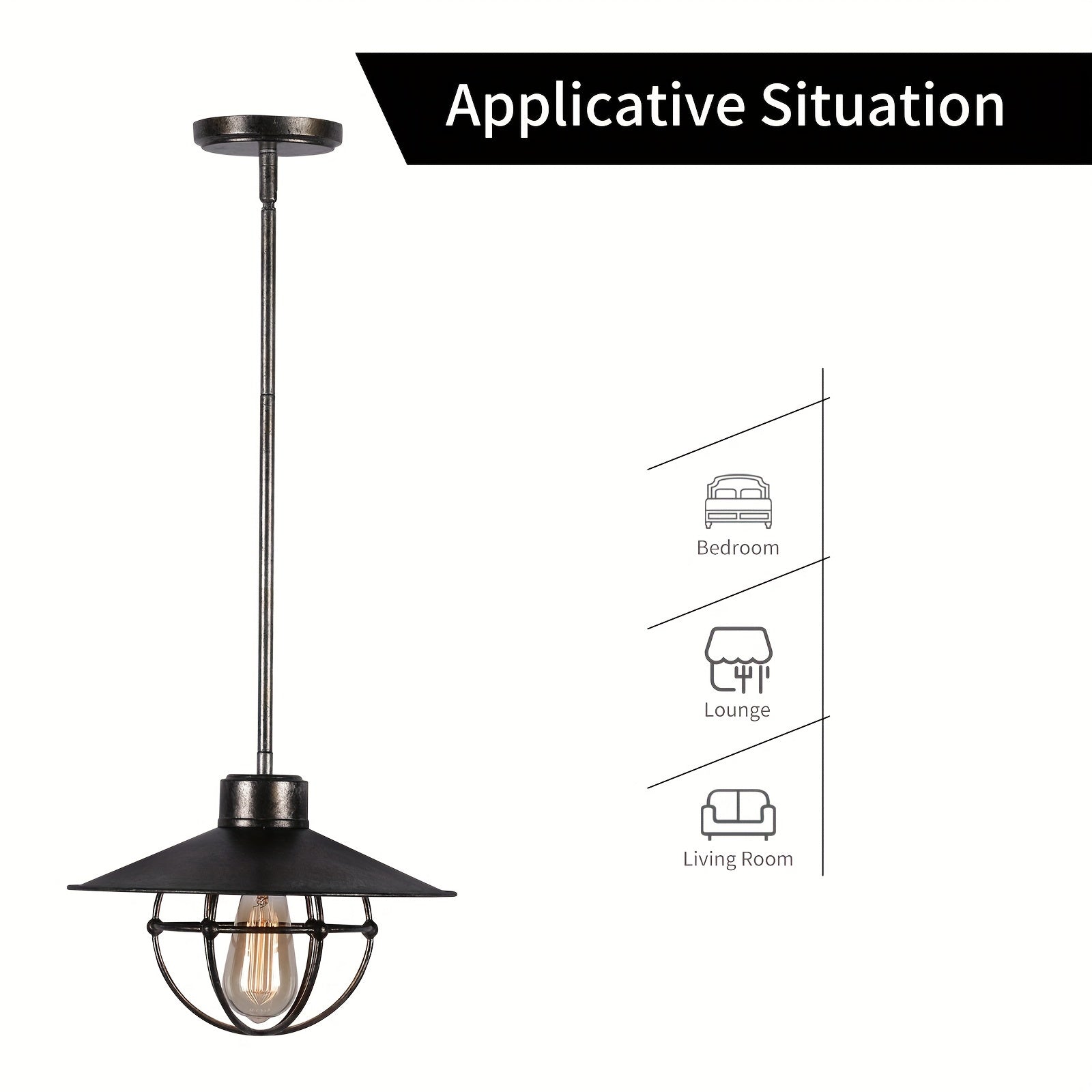 Single-Head Simple Vintage Industrial Edison Pendant Light - Height Adjustable American Rustic Lighting Fixture - Ideal for Bar, Dining Room & Kitchen