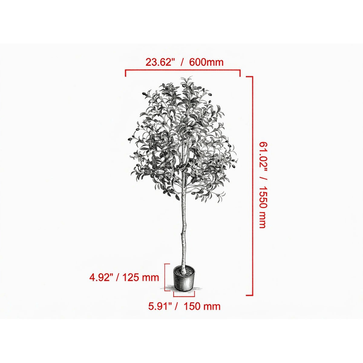 AEELLEEA 5FT Artificial Olive Tree, Faux Olive Plant with Fruits & Black Pot for Indoor Home Decor