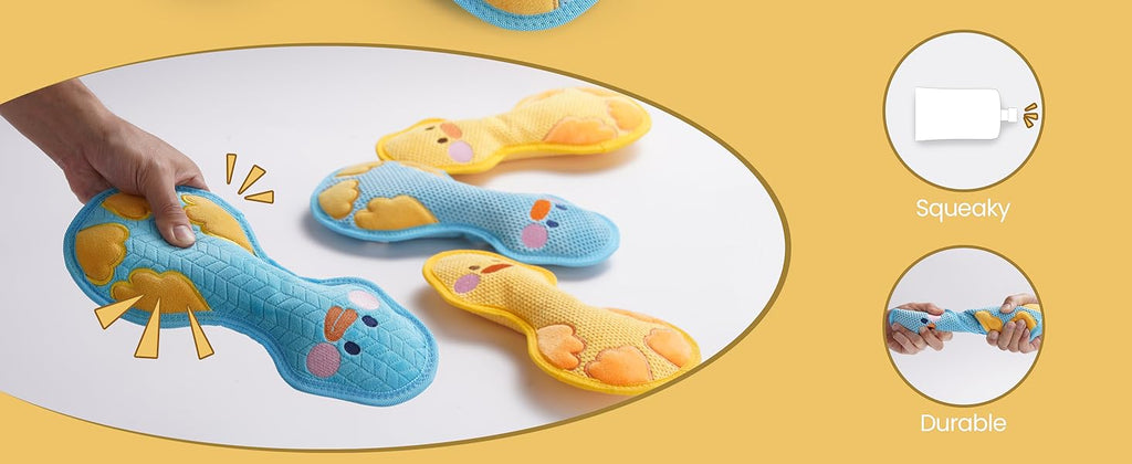 Nocciola Duck Squeaky Dog Toy, New 2025 Indestructible Dog Toy for Aggressive Chewers, Stuffed Toy with Two Tough Layers, Minky Plush for Comfort and Chewing, Yellow