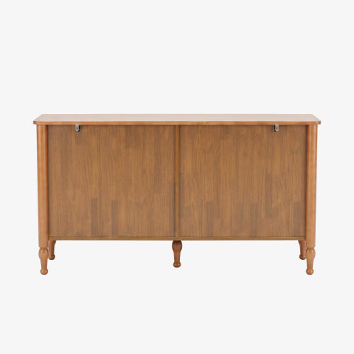 AEELLEEA 55" Farmhouse 6 Drawer Dresser, Rustic Brown Wood Look Double Dresser with Vintage Turned Legs for Bedroom