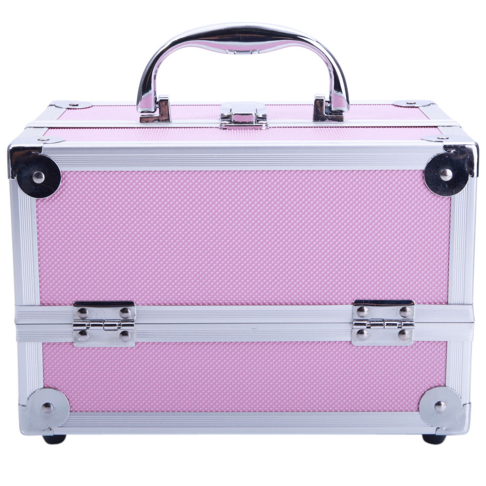 Makeup Train Case Makeup Box 9x6x6 Inch Makeup Organizer Box with Mirror, Portable Travel Cosmetic Case, Handheld Makeup Storage Carrying Bag
