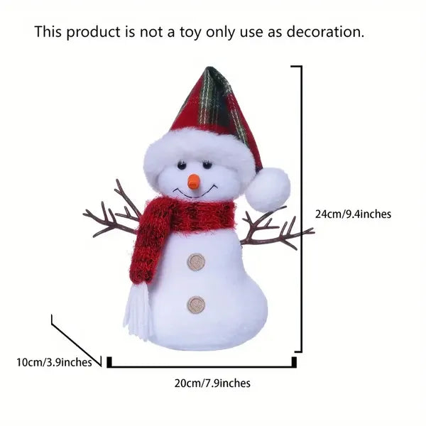 2Pcs Fabric Snowman Christmas Holiday Decor Set with Hat and Scarf